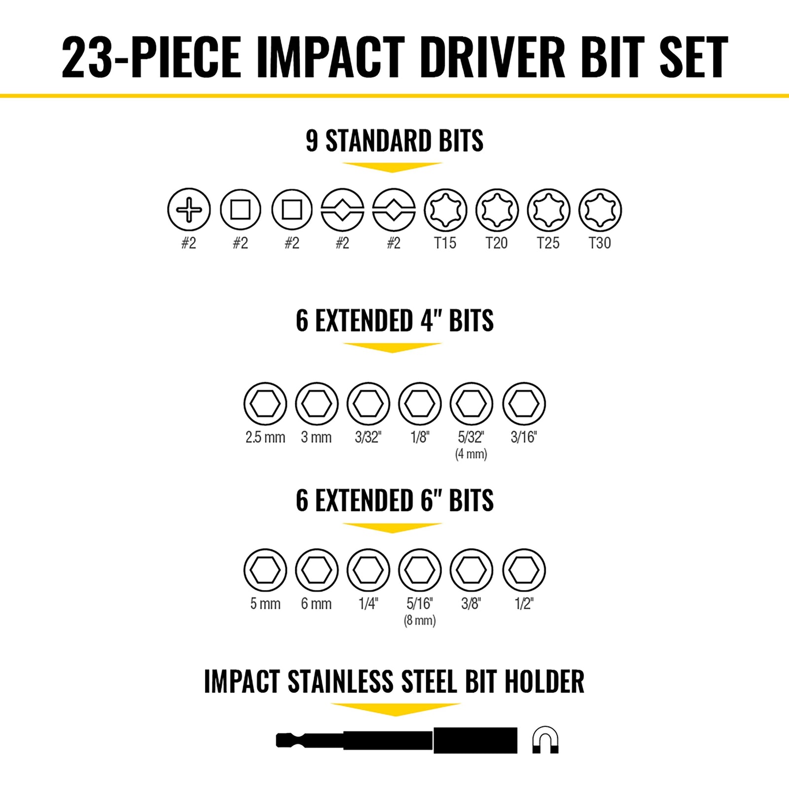 Set de 23 de piese cu clichet interschimbabil ProFlex, rezistent la impact